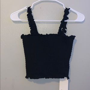 Romwe black smocked top